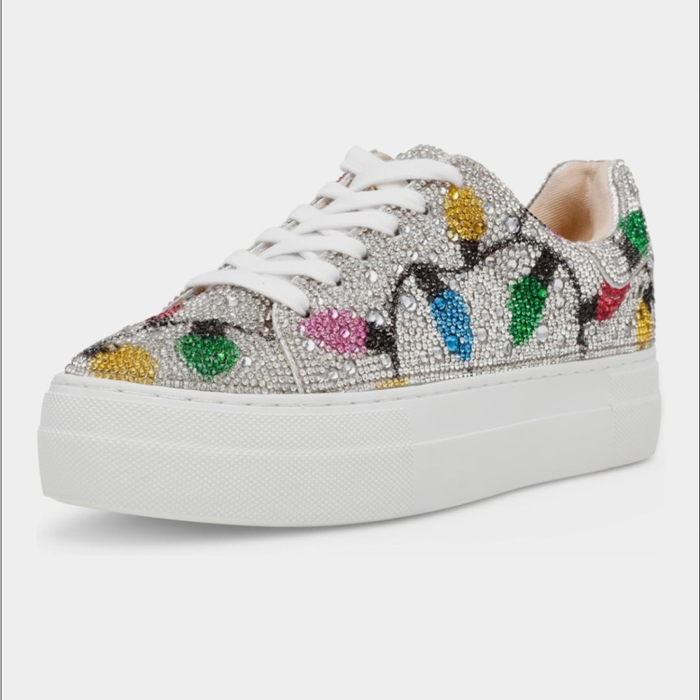 Betsey Johnson Silver Rhinestone Sneakers